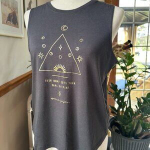 Spiritual Gangster Tank, Black with Gold, L, EUC